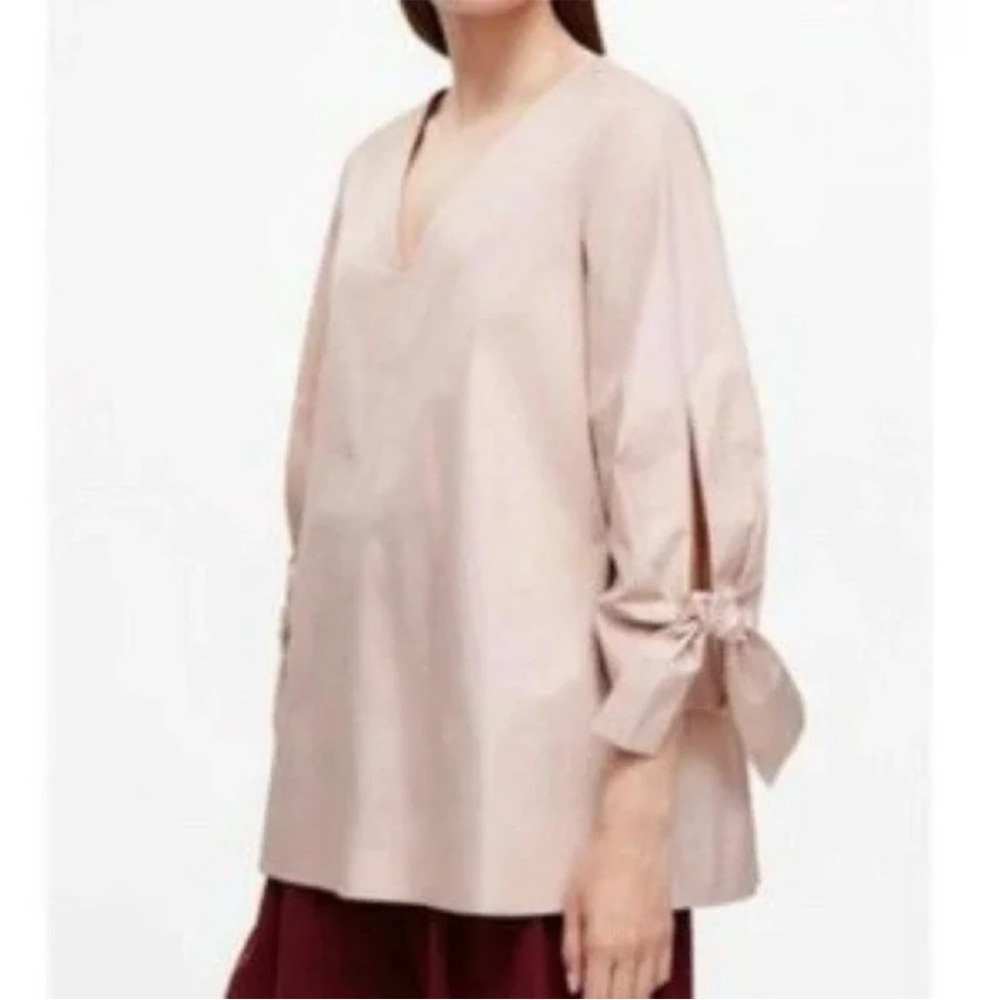 COS Blush Pink Blouse with Tie Sleeves